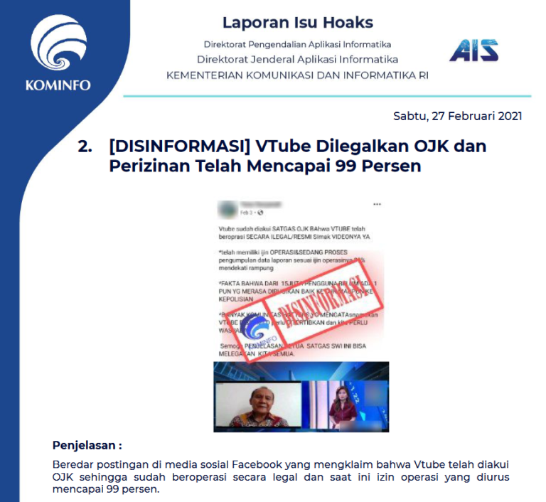 Daftar Isu Hoaks 27 Februari 2021 – Ppid Diskominfo Jateng