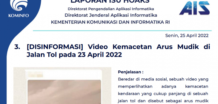 Isu Hoaks 25 April 2022
